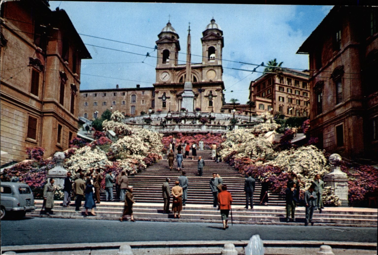 Rome Italy Spanish Steps Trinita dei Monti Church vintage postcard q95