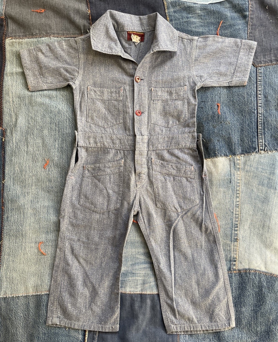 Vintage 30s 40s Big Yank Junior Salt And Pepper Blue Coveralls Playsuit Youth