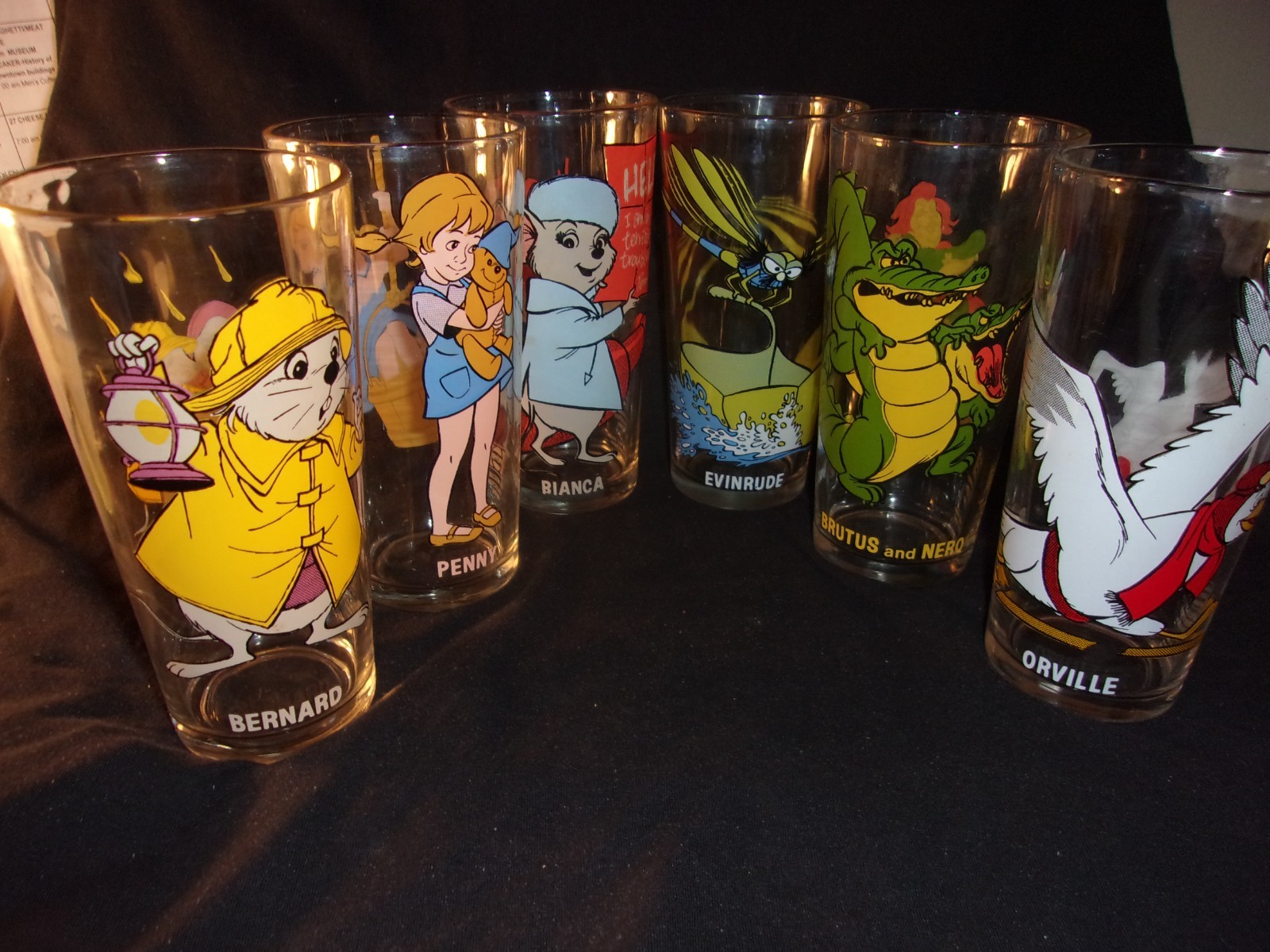 Set of 6 VTG Pepsi Rescuers Glasses Bianca Bernard Evinrude Orville Penny Brutus