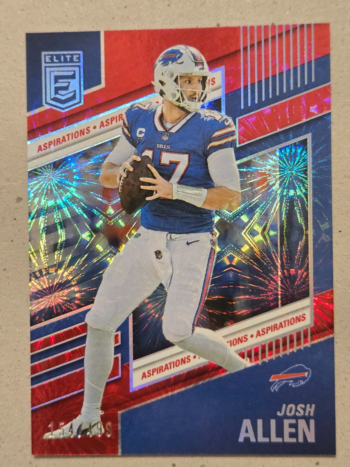 2024 ELITE JOSH ALLEN COLOR MATCH FIREWORKS REFRACTOR PRIZM CARD #154/499