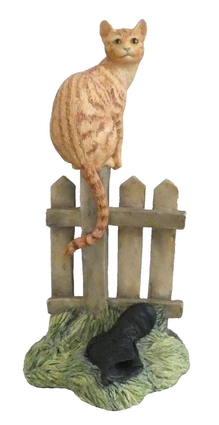 VINTAGE GINGER CAT ON FENCE C19 CATERWAUL BY BORDER FINE ARTS - PERFECT