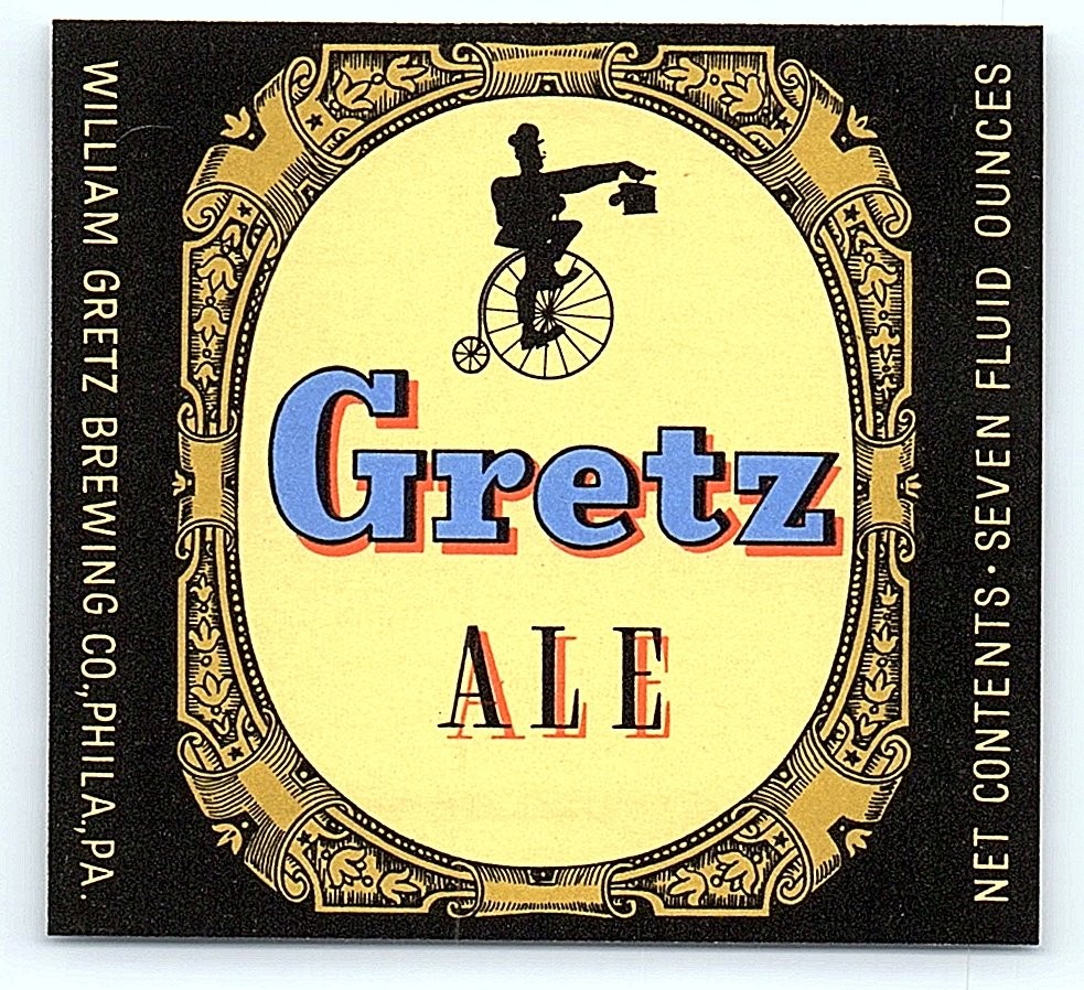 Vintage Gretta Ale Beer Label Penny-farthing Phila PA
