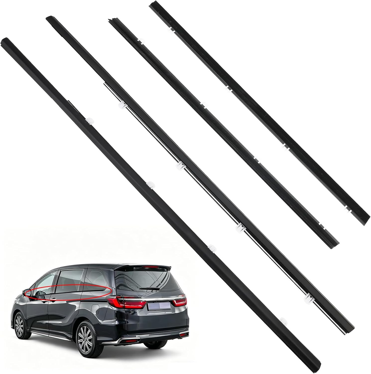 4PCS Door Window Moulding Weatherstrip Compatible with Honda Odyssey 2009-2014,
