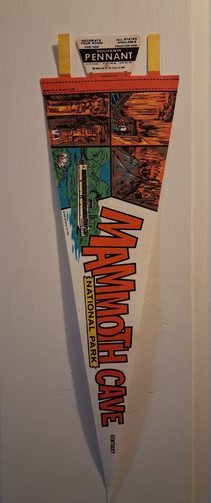 Vtg 1970s Mammoth Cave National Park KY Souvenir Pennant NOS Trench Mfg USA
