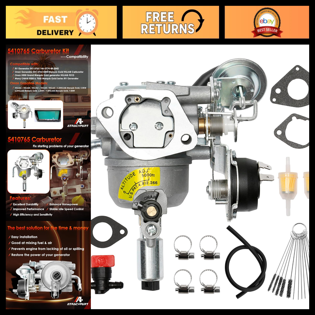5410765 Carburetor, Fit For Onan 5500 7000 Grand Marquis Gold Generator