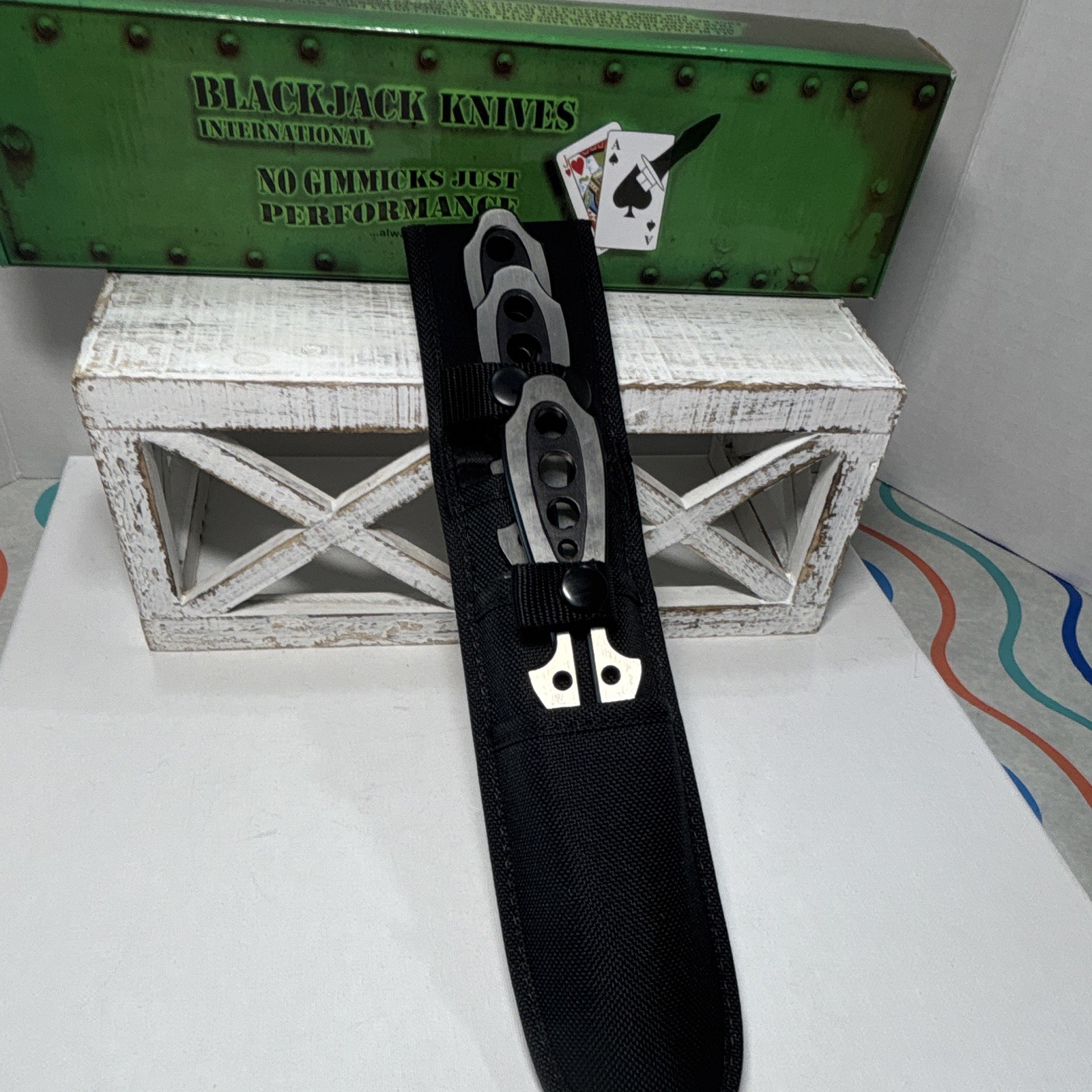 Blackjack International BJ031 3 Pc Throwing Knife Set w/ Nylon Sheath Stainless
