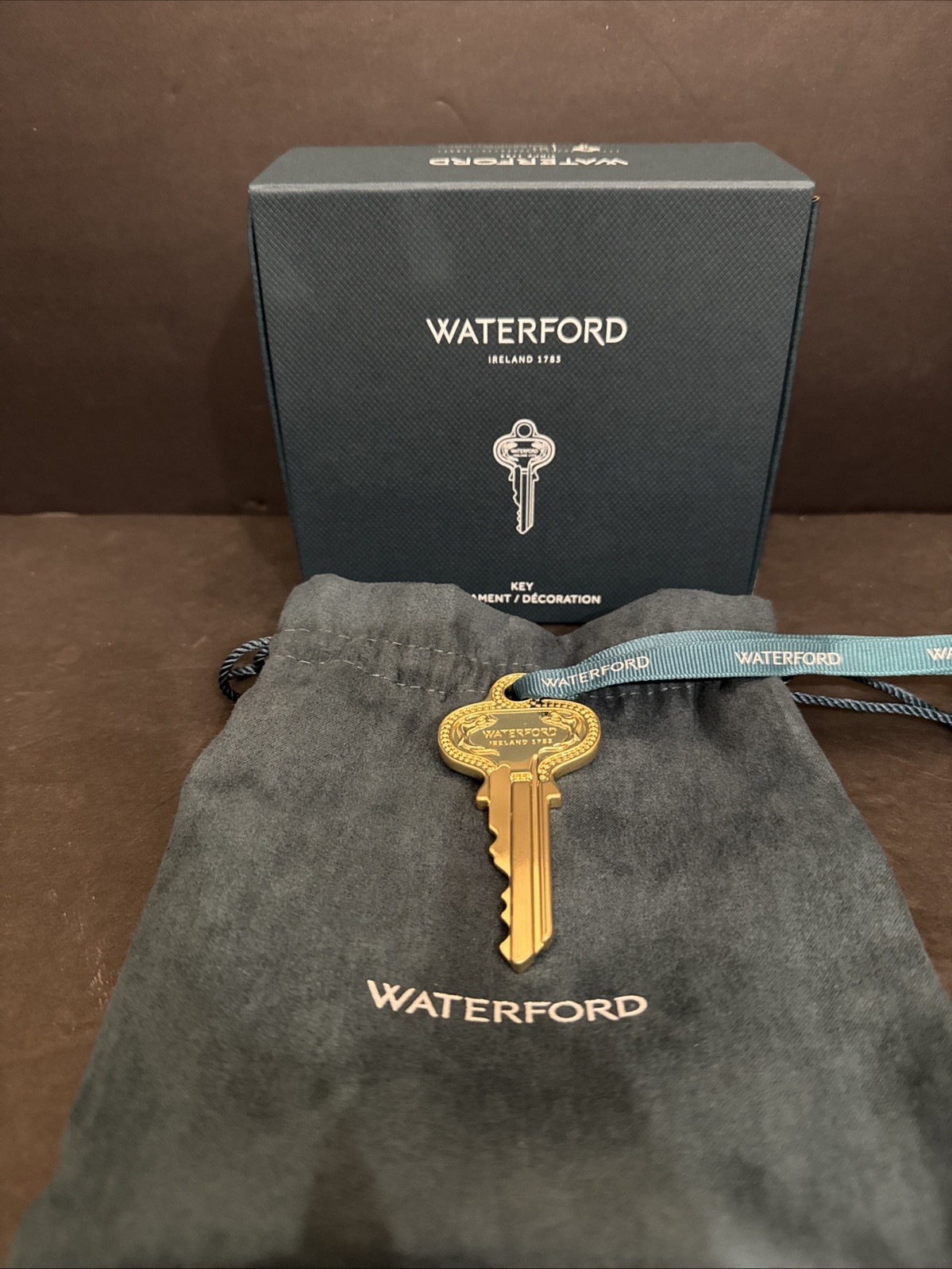 Waterford Christmas Key 2025 Gold Tone Ornament 3.25” Long