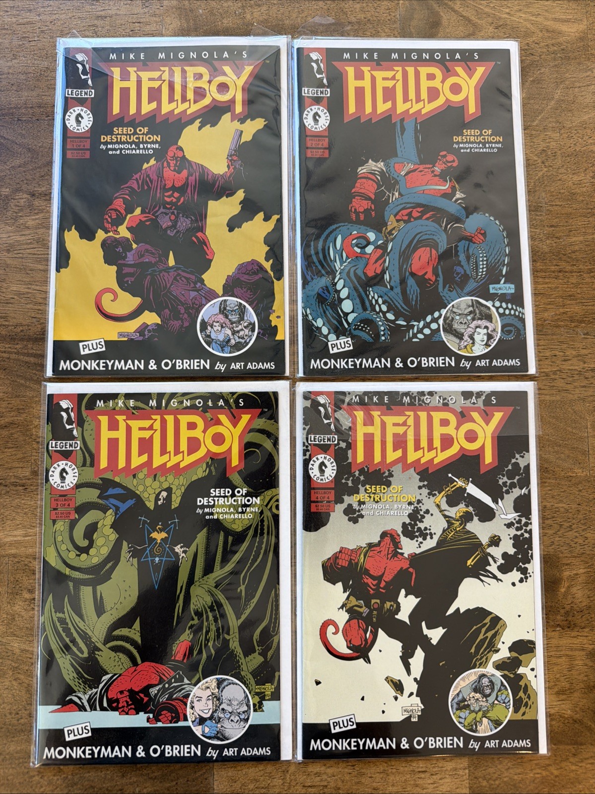 HELLBOY - SEED OF DESTRUCTION 1994 - 1 2 3 4 - ALWAYS SLEEVED / ONE OWNER / M NM