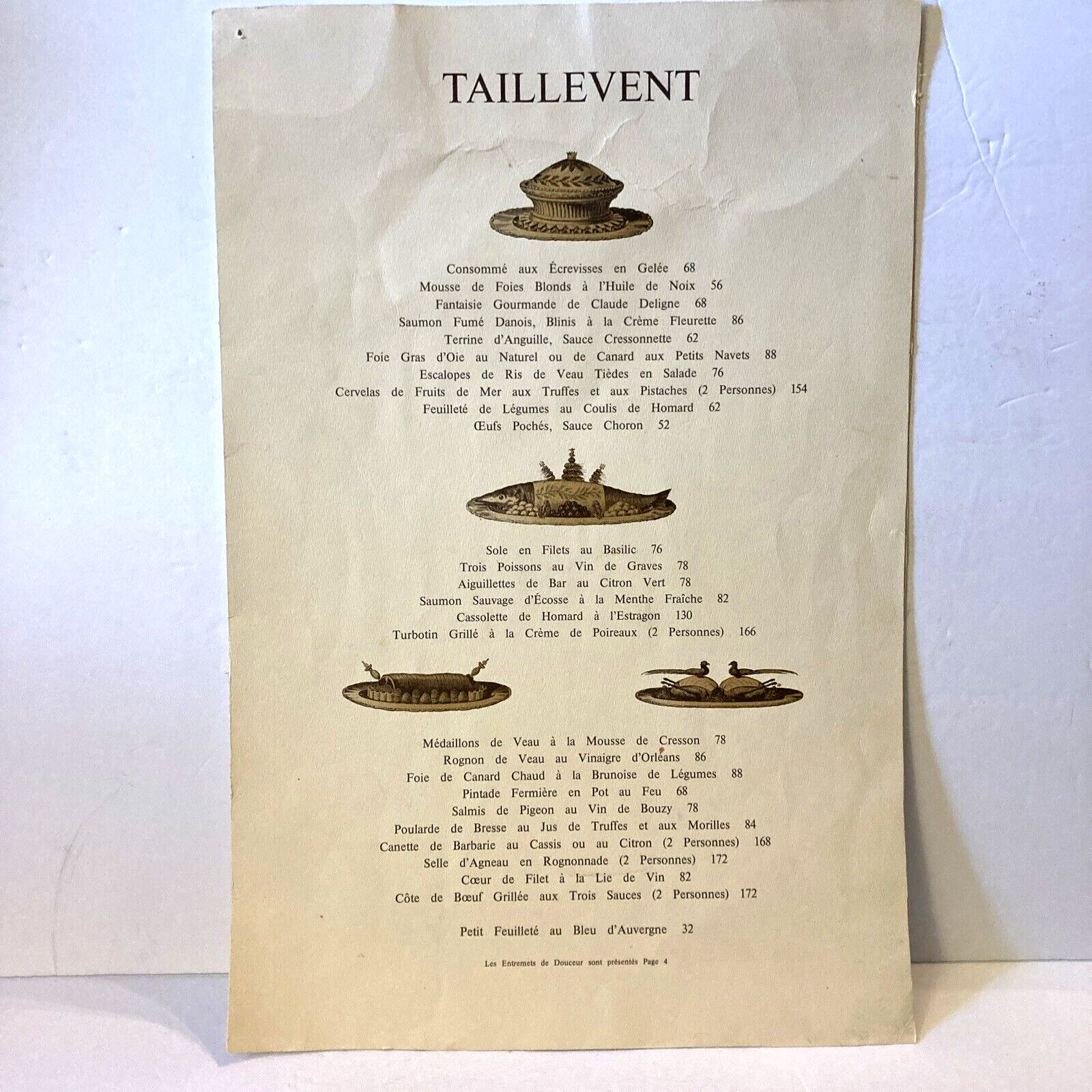 1990\'s Taillevent Menu Wine List Michelin Rated French Restaurant Vintage 1997
