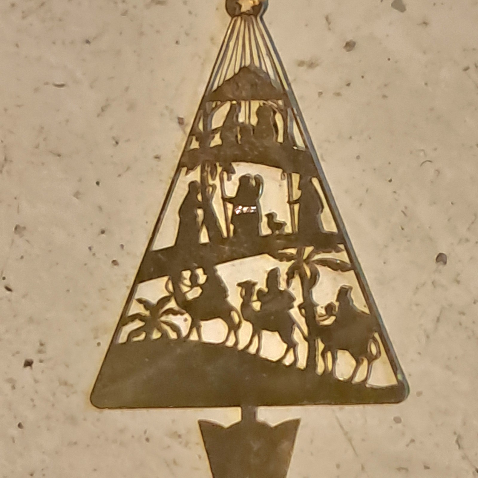 Rare 1986 Hall Family Brass Hallmark Christmas Ornament Of 3 Wisemen Nativity 