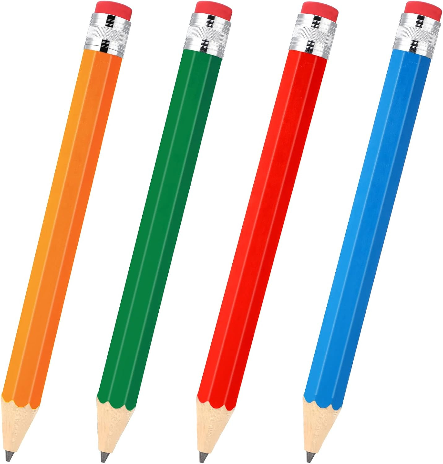 4 Pack 14 Inch Wooden Jumbo Pencils Big Giant Large Huge Wood Pencil Prop with E