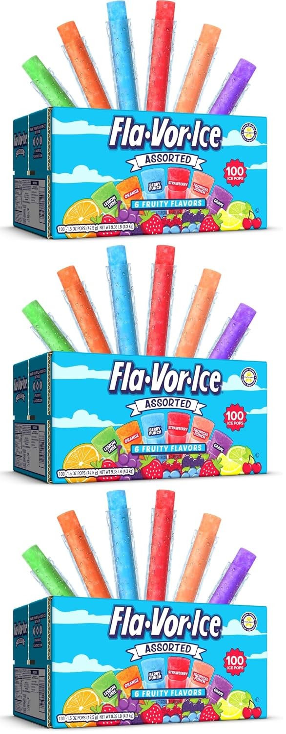 Popsicle Variety Pack of 1.5 Oz Freezer Bars, Assorted Flavors, Lemon-Lime, Berr