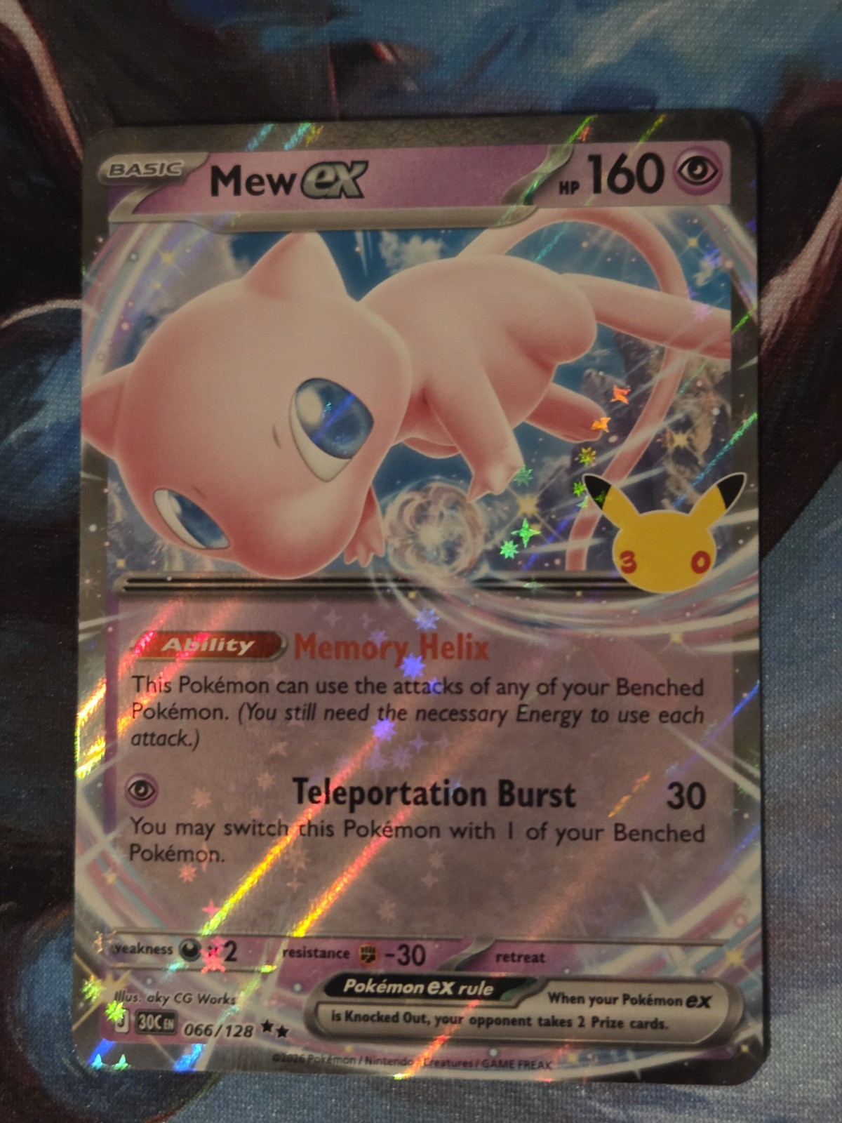 MEW EX 066/128 30TH CELEBRATION HOLO RARE POKEMON TCG