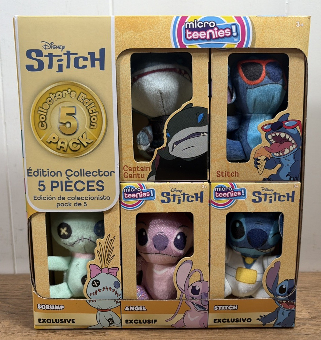 Disney Lilo & Stitch Micro Teenies Collector 5 Pack Plush Scrump Gantu Angel NEW
