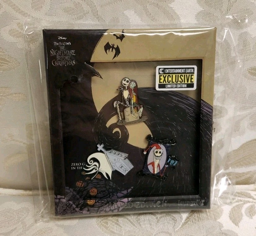 Loungefly LE Disney 3pc Pin Set Nightmare Before Christmas Jack Sally Zero 