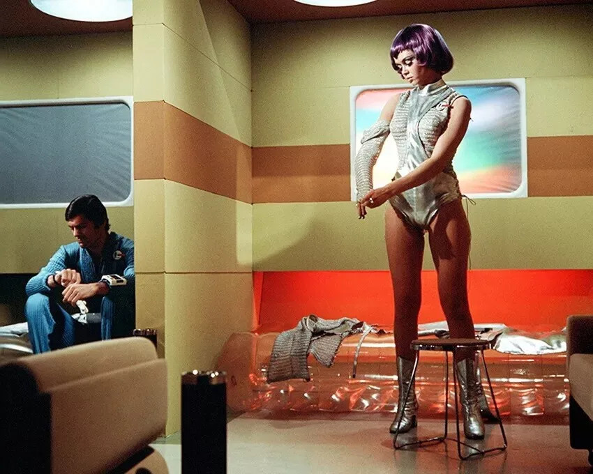 Ufo Gabrielle Drake Undressing Leggy High Heel Silver Boots Purple Wig  4x6 Pic