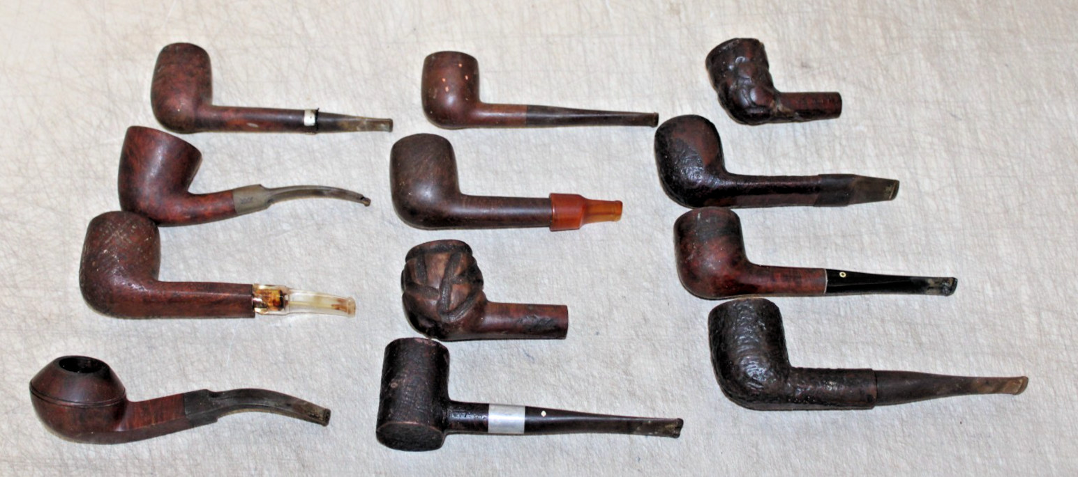 Lot Of 12 Estate Pipes For Restoring Or Just Plain Smoking Assorted Names