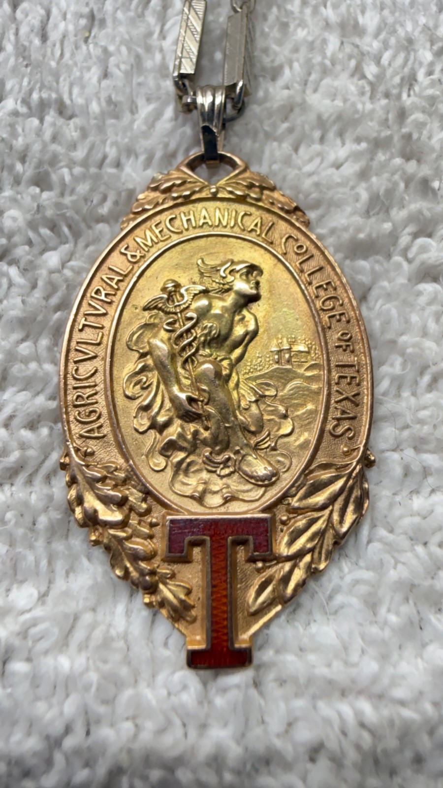 1929 Texas A&M Solid 10K Gold Watch Fob Named J.H. Cuthrell Navasota Art Deco Ch