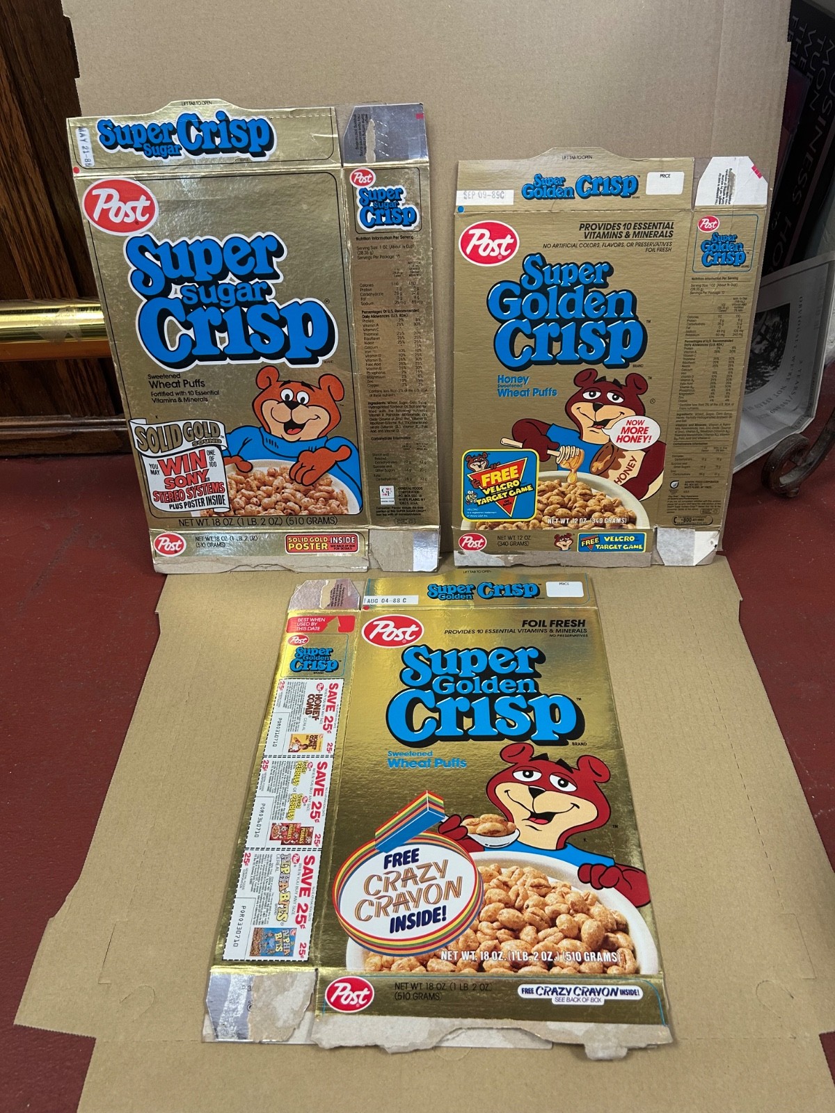 Post Super Sugar Crisp Cereal Box 1980\'s Bundle