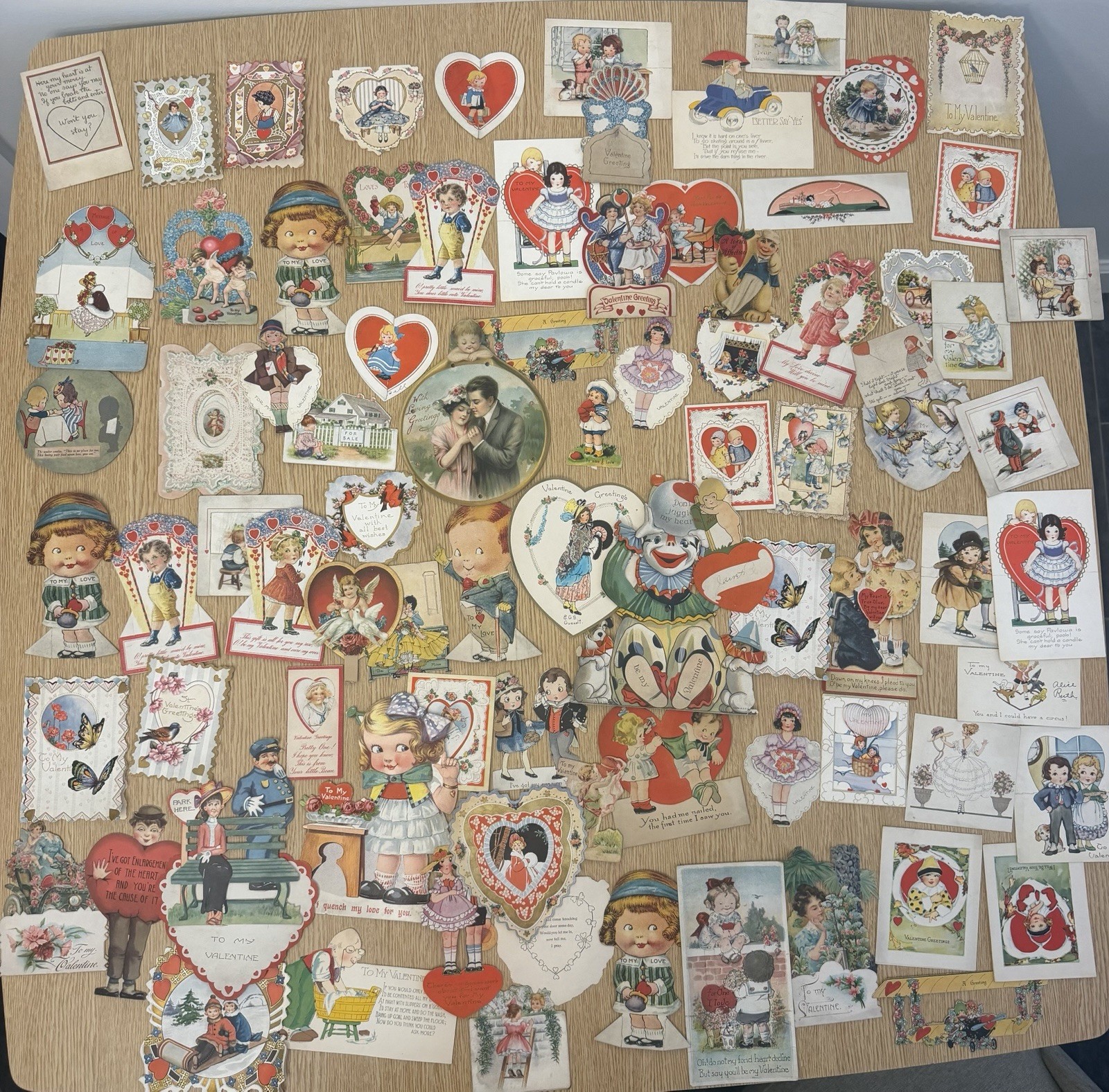 Antique Lot 84 Vintage Valentine Cards Die Cut More Estate Find