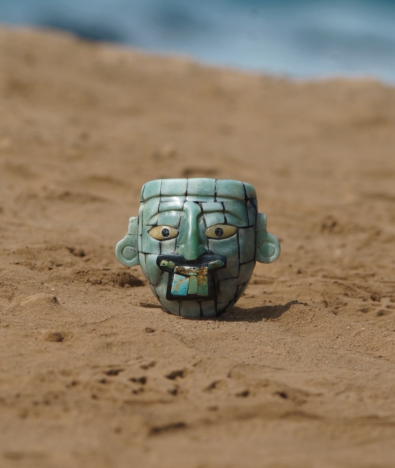 Handcrafted Artistry Inspired by the Maya Sun God pendant,aventurine & Turquoise