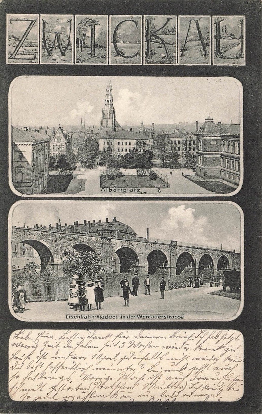 Postcard Zwickau (08056), multi-picture card with city view and railway..., postcard