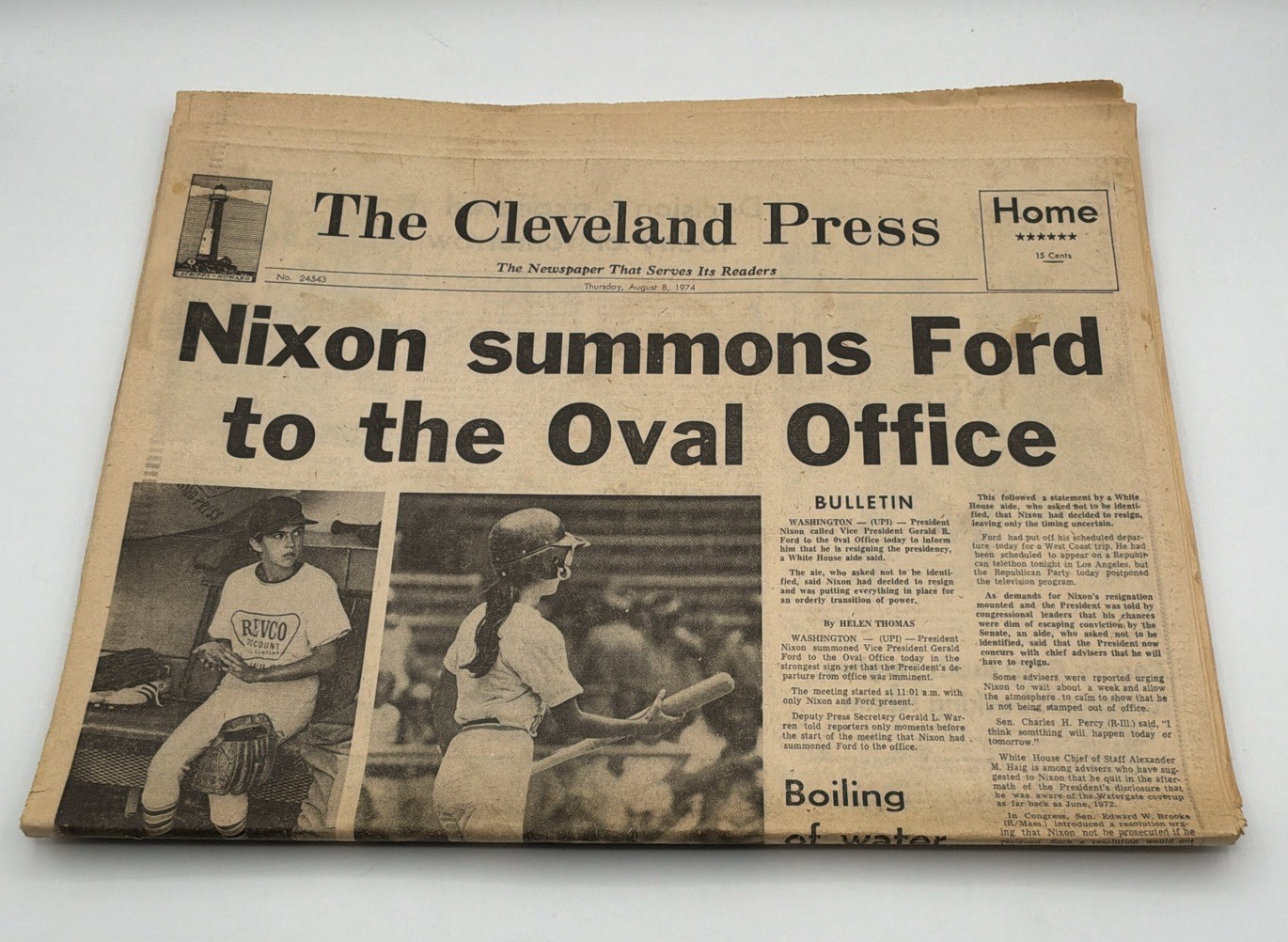 Nixon Summons Ford To Oval Office Newspaper August 8 1974 The Cleveland Press
