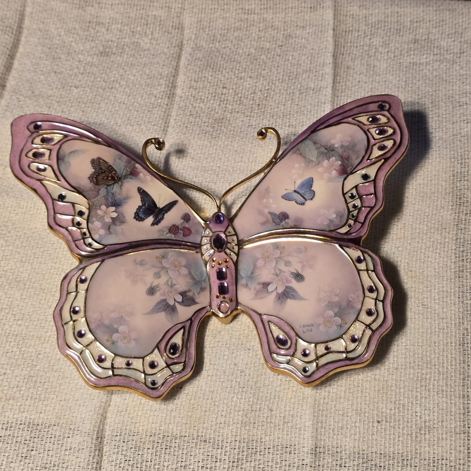 Lena Liu Enchanted Wings Butterfly Plaque Bradford Exchange Jewels Nature 2004