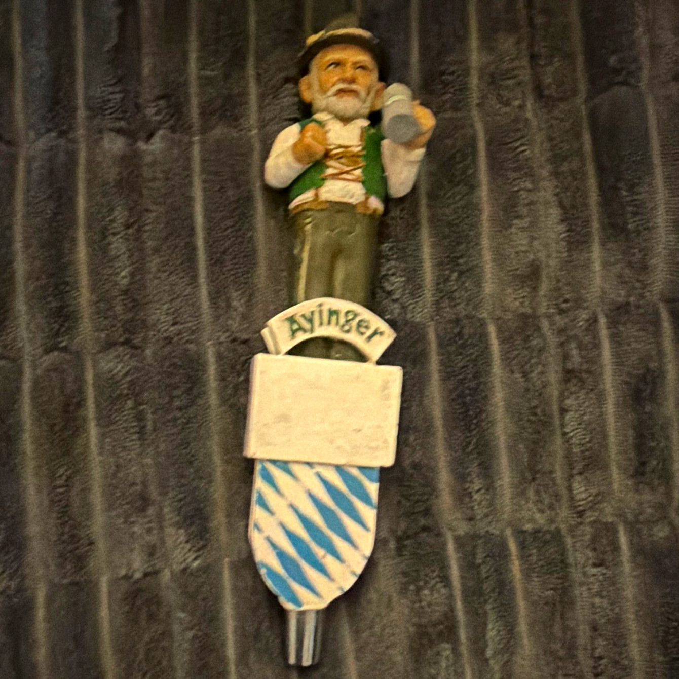 Ayinger Bavarian Figure Beer Tap Handle Knob Blue White Shield Breweriana