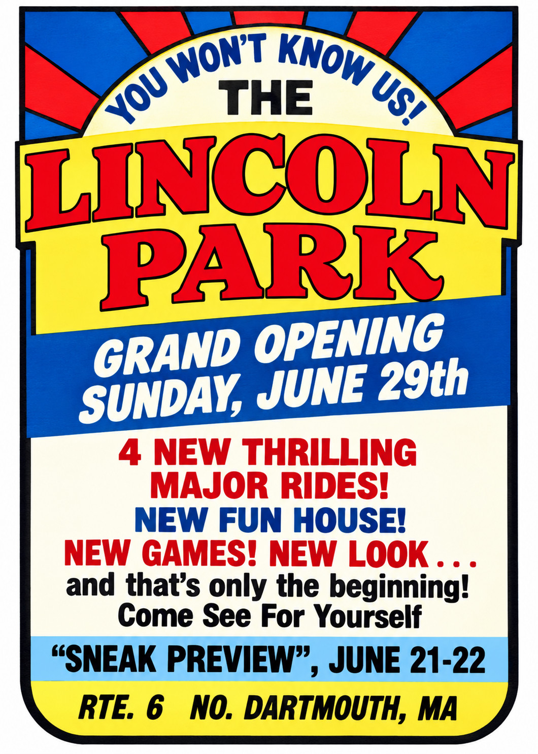 Vintage Lincoln Amusement Park Opening Ad Magnet – North Dartmouth Massachusetts