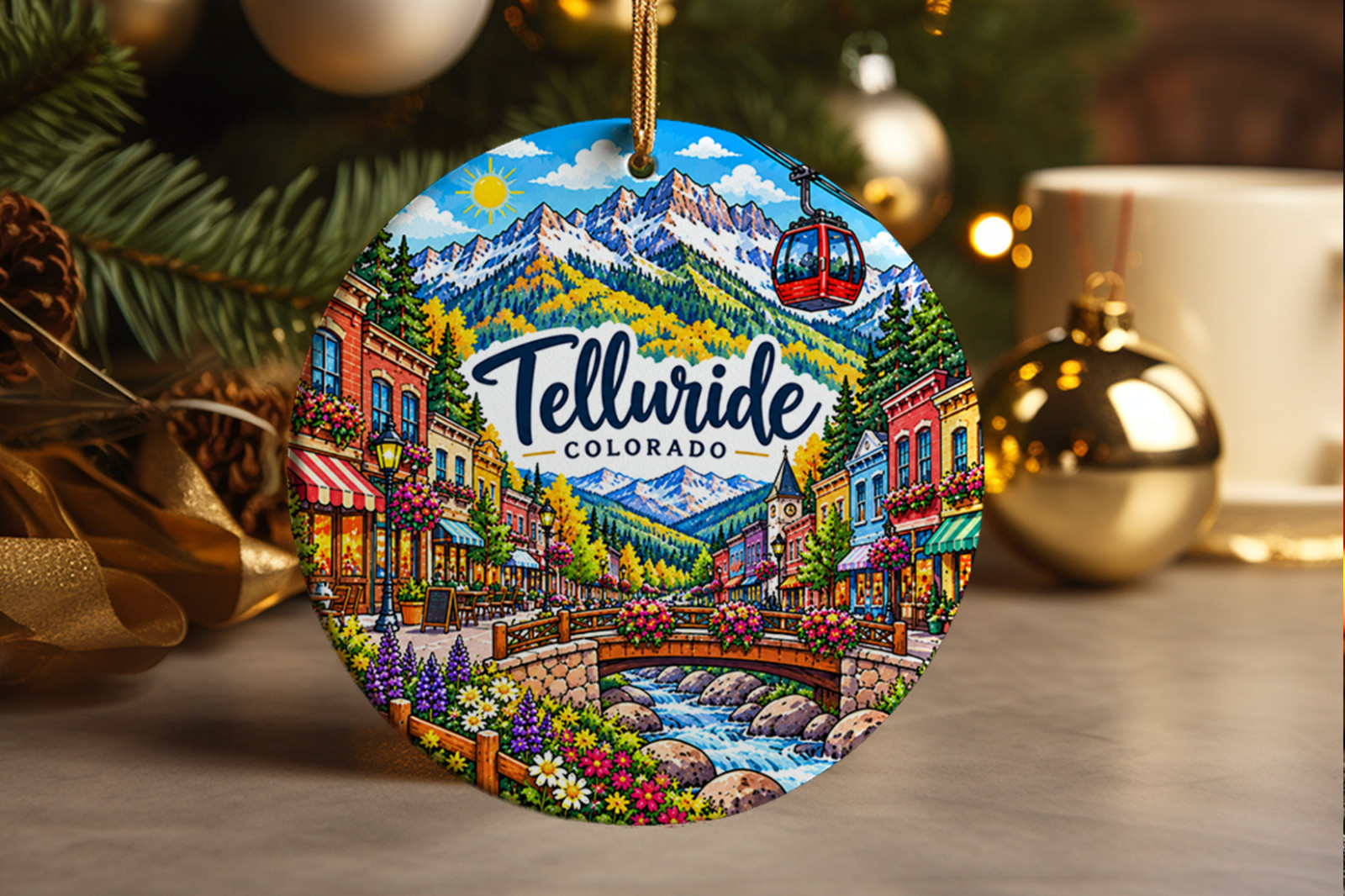Telluride Colorado Ornament, Mountain Town Souvenir,  Christmas Keepsake