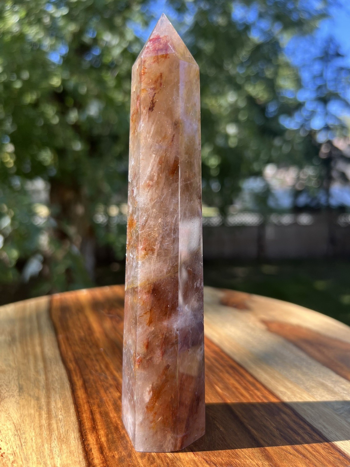 Smoky Quartz w/ Rutile Tower Point 6.75 x 1.5 in 9.3 oz Crystal US Seller 370