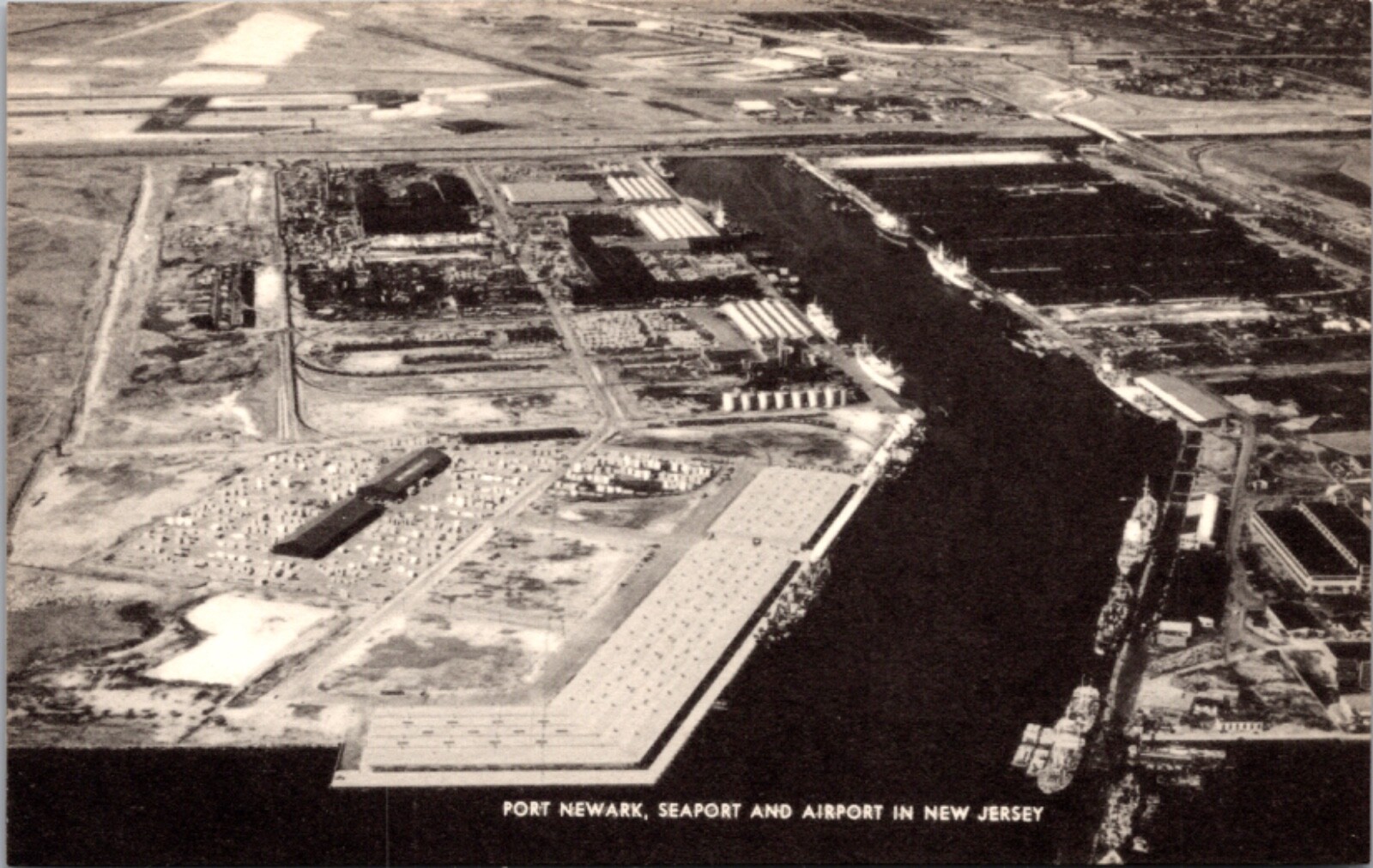 Postcard Aerial View Port Newark, Seaport and Airport in New Jersey