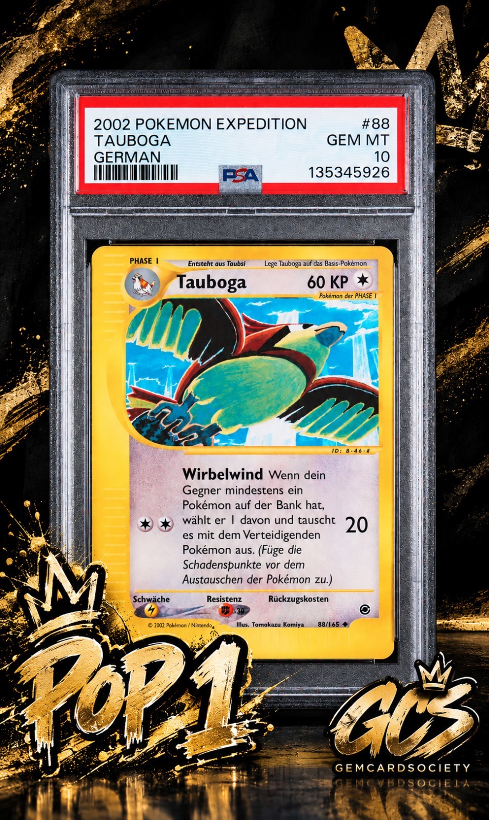 Pokemon 🔥 POP 1 Rare Unique Pidgeotto Tauboga #88 Expedition 2002 German PSA 10