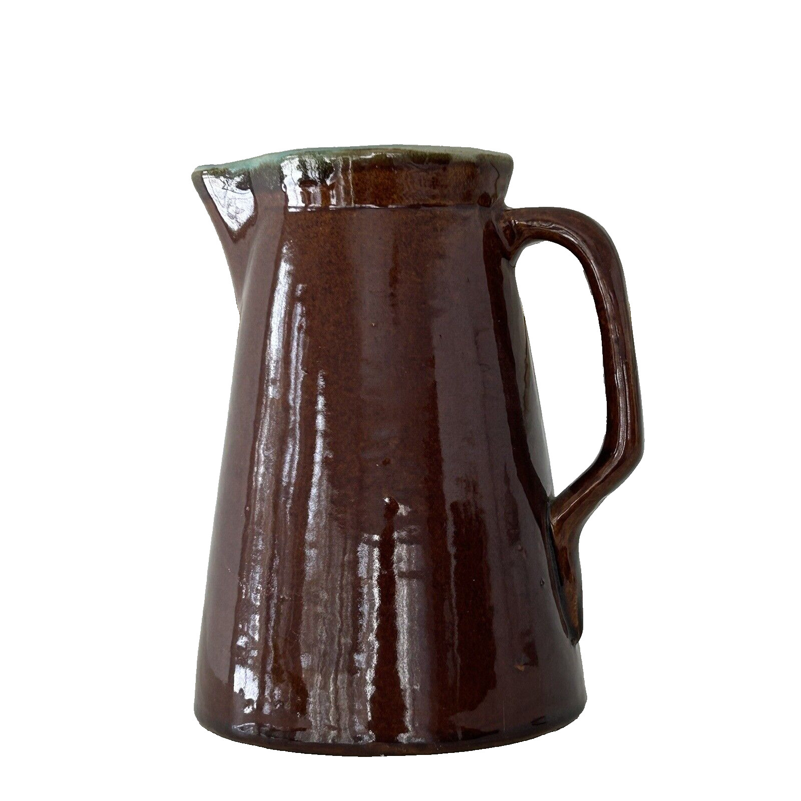 Vintage John B. Taylor Country Fare Stoneware Pitcher Brown Blue Farmhouse