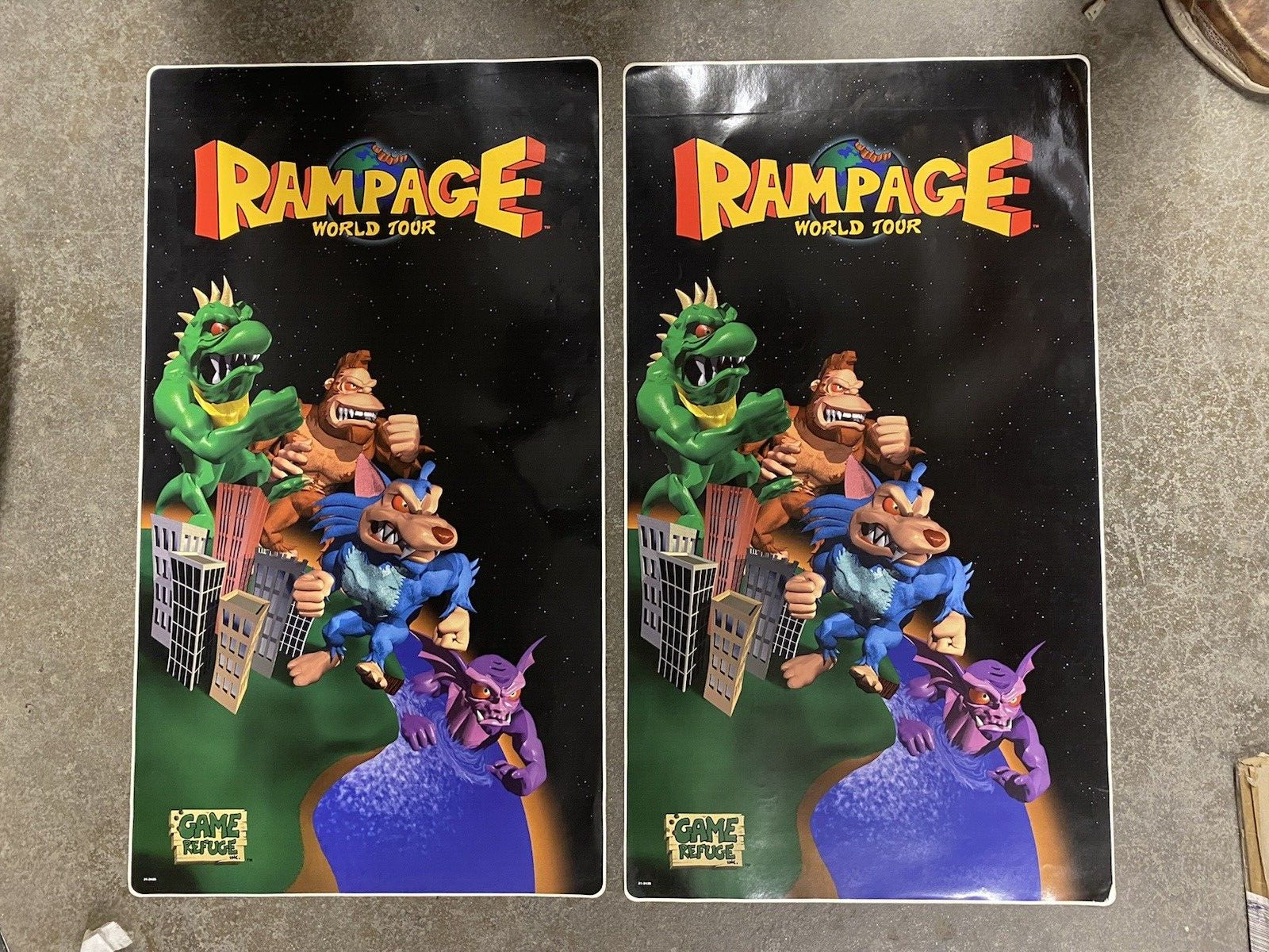Rampage World Tour NEW OLD STOCK Arcade Game Side Art Set , Midway Games 1997