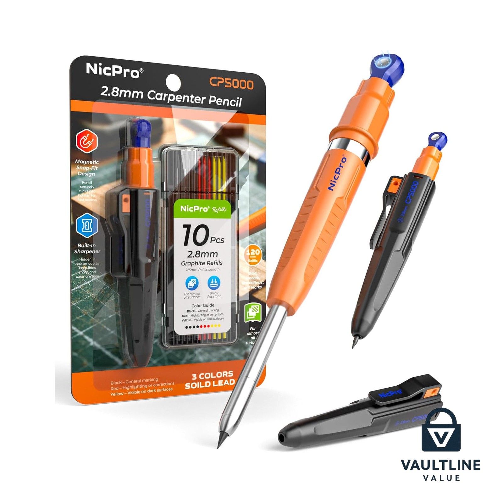 Carpenter Pencil Nicpro 7-in-1 Magnetic Marking Tool with Sharpener