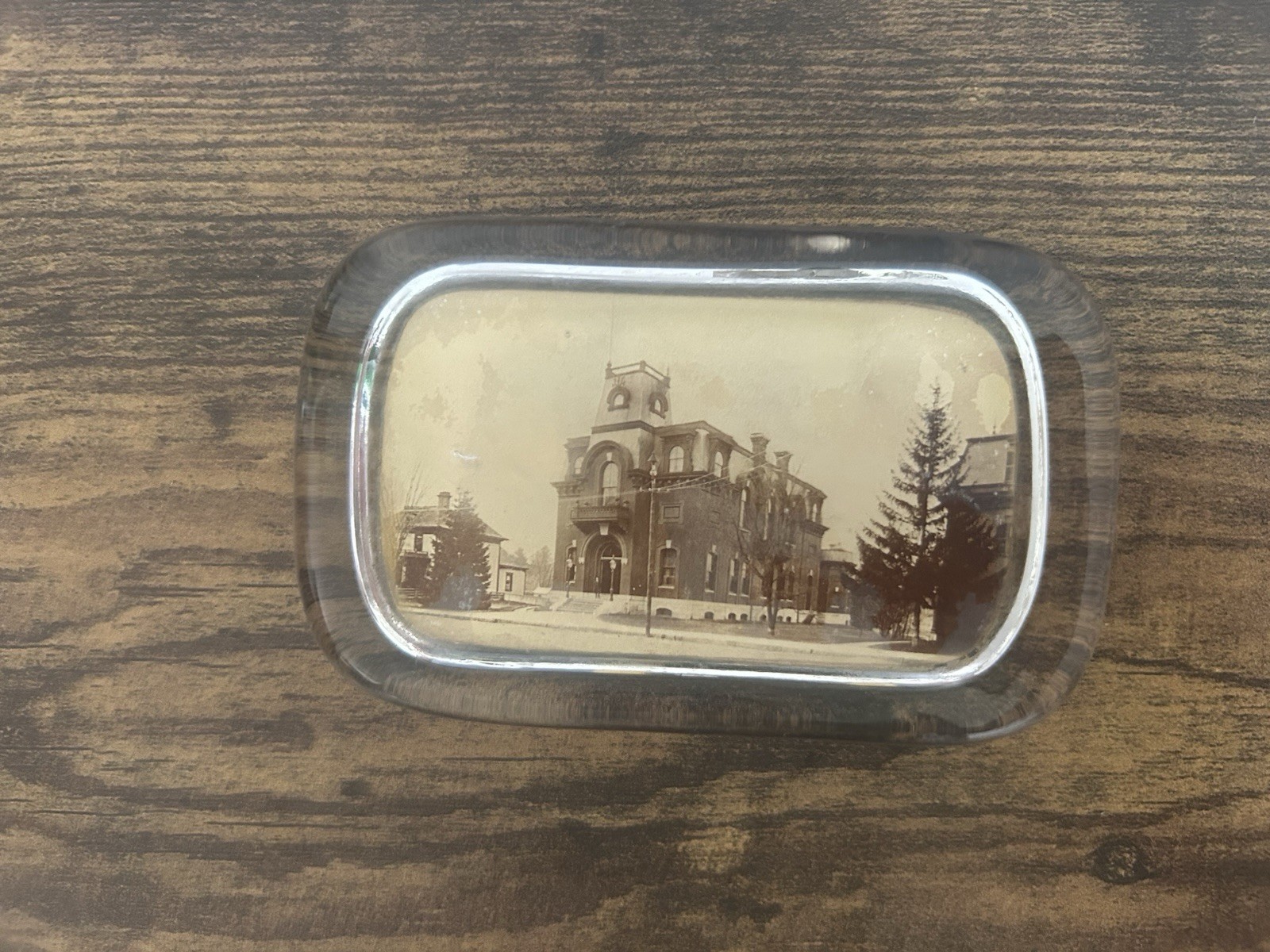 Antique Rare Town Hall Glass Paper Weight