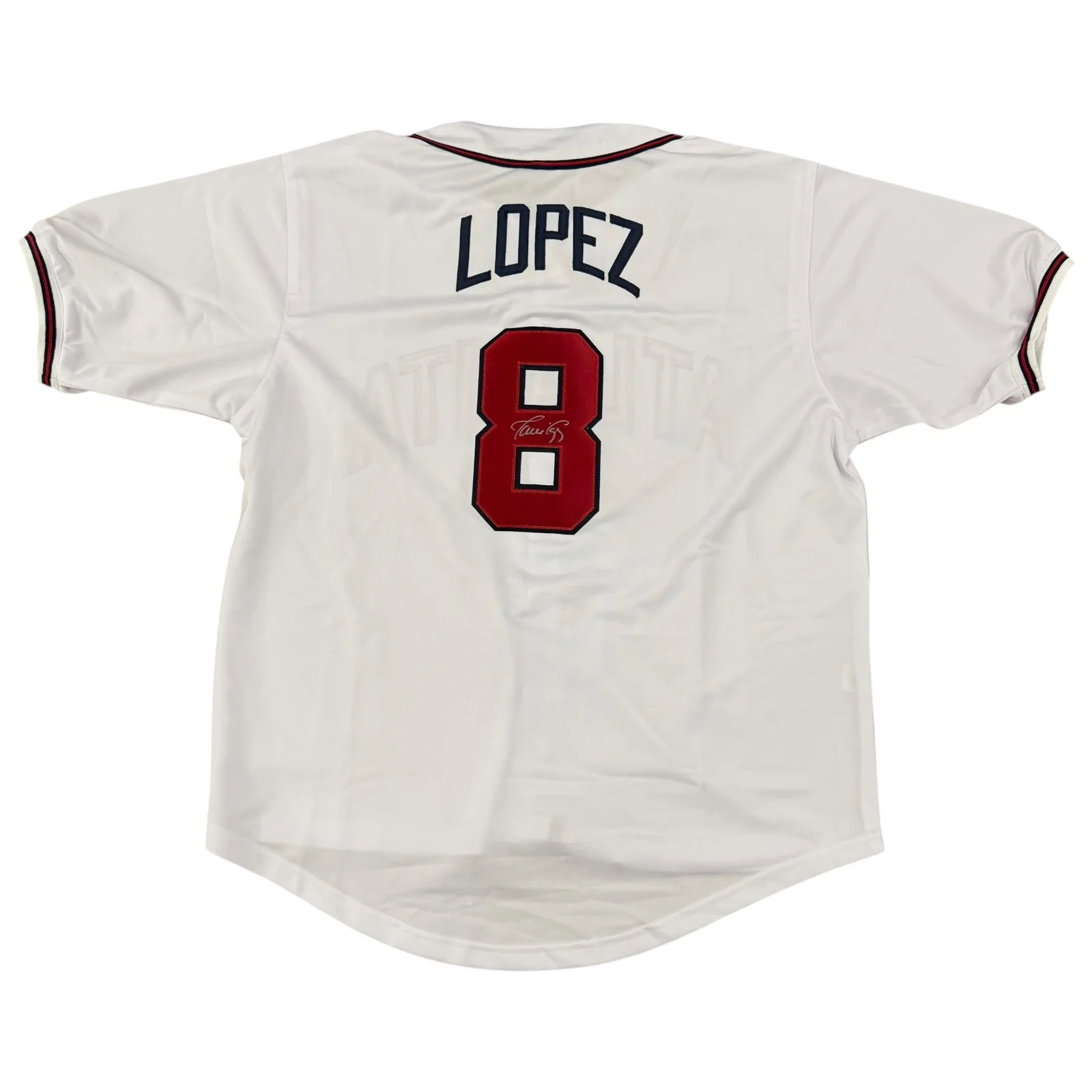 Javier Lopez Autographed Atlanta Braves (White #8) Custom Jersey - JSA