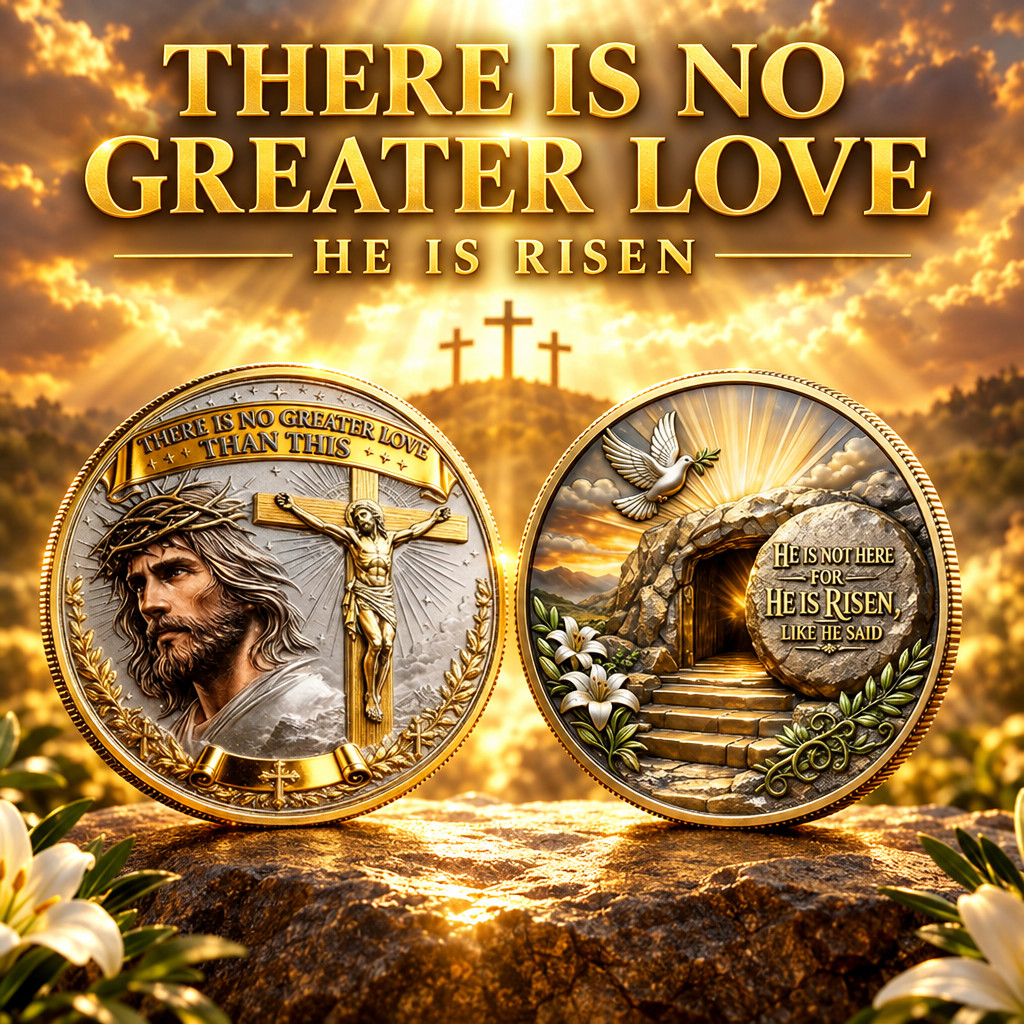 10 Pack There Is No Greater Love He Is Risen 40mm Challenge Coin Christian Lot