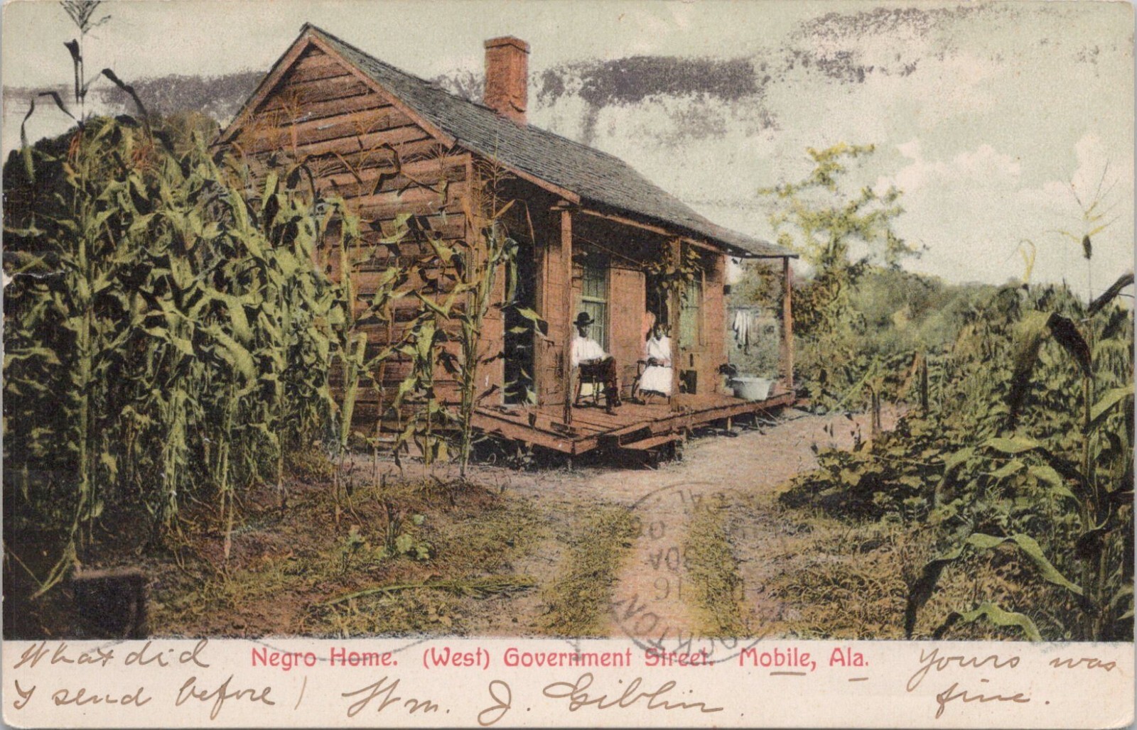 LITHO Mobile Alabama Black Sharecropper Cabin on West Government Street 1906