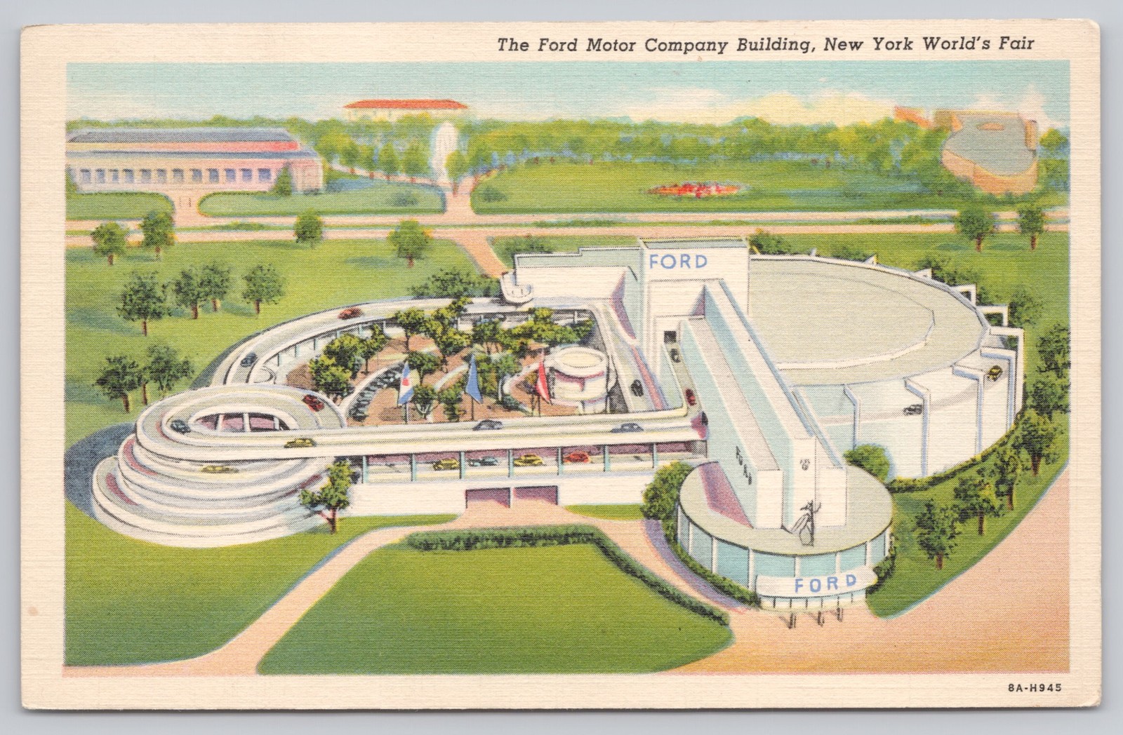 Vintage 1939 Ford Motor Company Building New York World's Fair Postcard