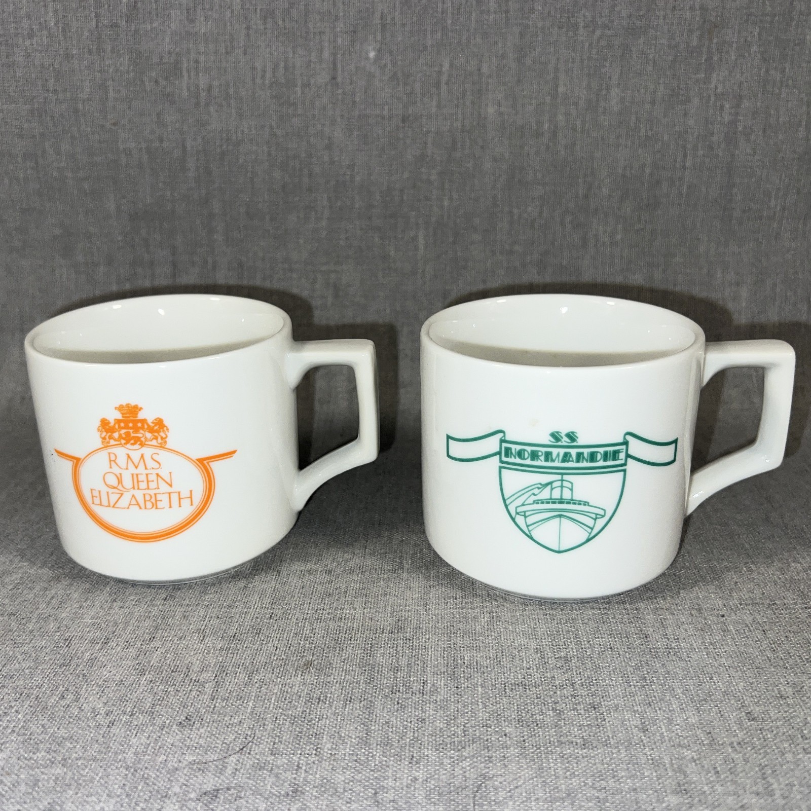 TWO Premiere Classe 1978 Mugs | Normandie | Queen Elizabeth | Ocean Liner Cups