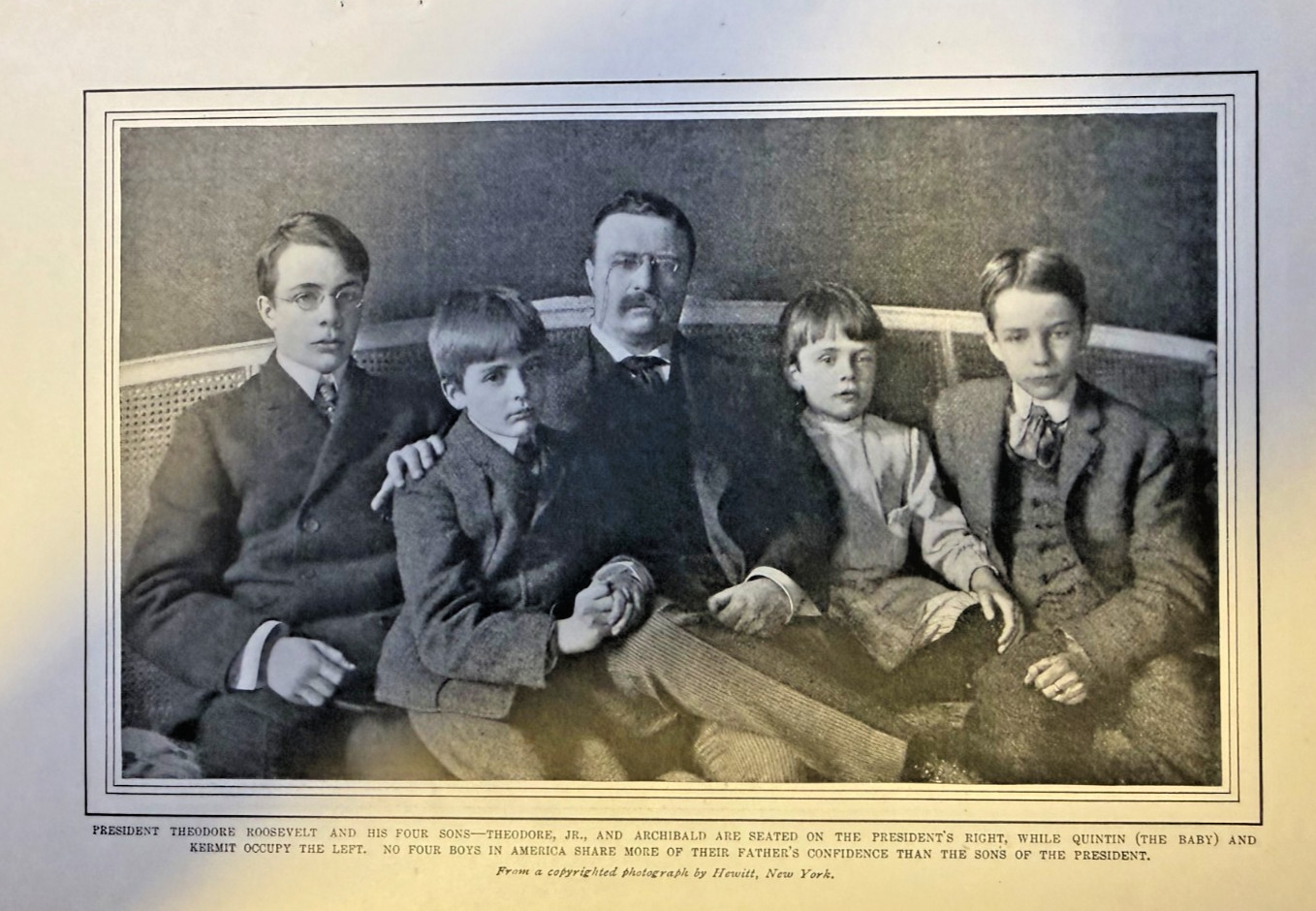1904 Vintage Magazine Illustration Theodore Roosevelt & His Four Sons