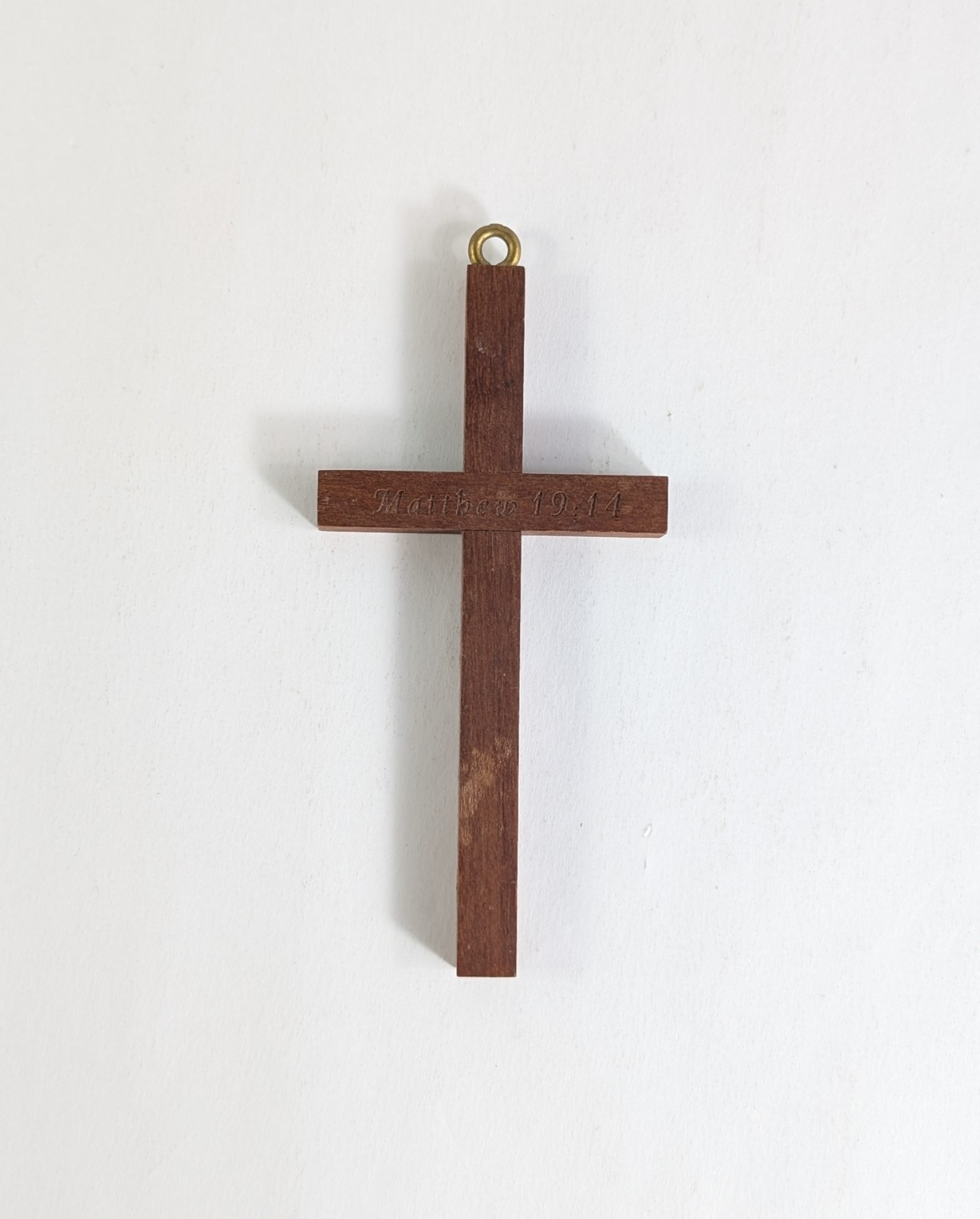 Vintage Mathew 19:14 Wooden Nursery Cradle Cross Religious Wall Art Decor