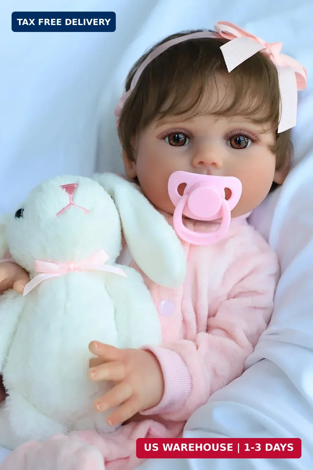 SCOM Realistic Reborn Baby Dolls - 18 Inch Doll Girl Silicone Style | Brown Eyes