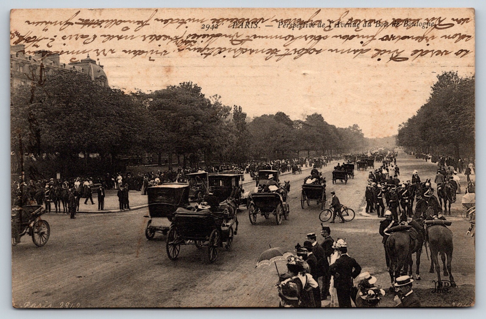 Paris, France, Avenue du Bois de Boulogne, early 1900\'s Vintage Postcard