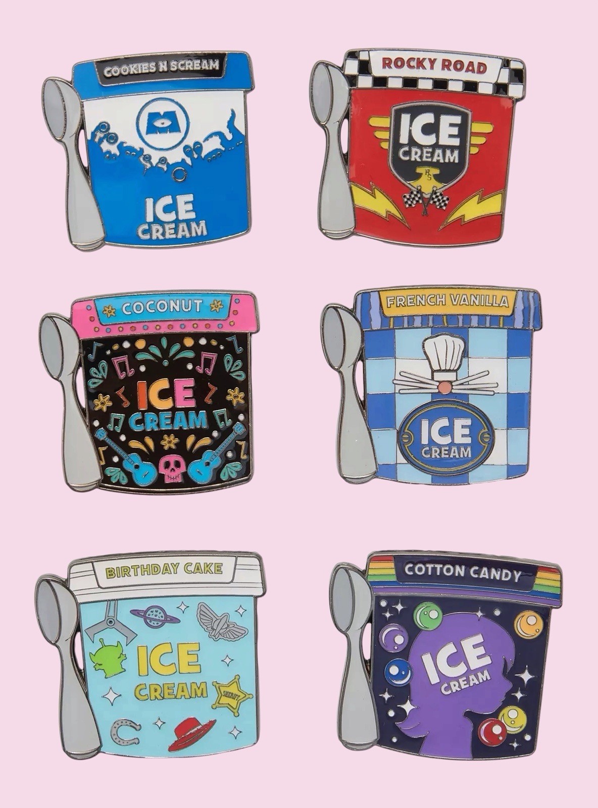 Loungefly Disney Pixar Ice Cream Blind Box Enamel Pin - Full Set 6