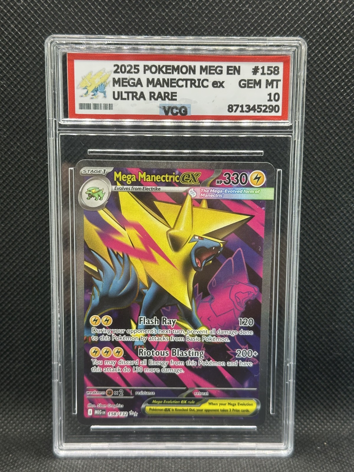 Pokemon TCG Mega Manectric ex Mega Evolutions VCG 10 - 158/132 EN - NO PSA/BGS