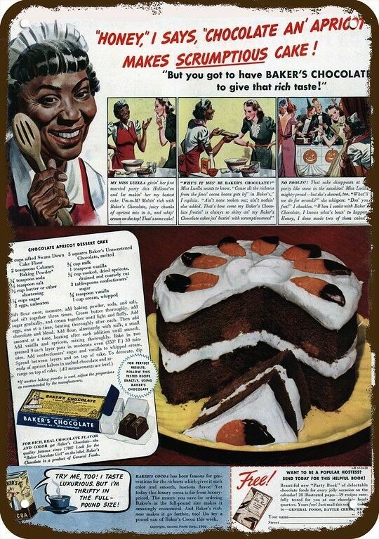 1939 BAKER'S CHOCOLATE Vintage-Look-Edge DECORATIVE REPLICA METAL SIGN